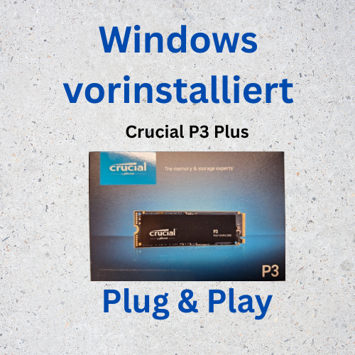 SSD Festplatte Crucial P3 Plus M.2 PCIe mit windows 10 / 11 Pro vorinstalliert